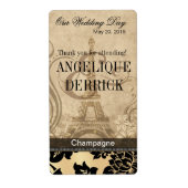 Fleur de Paris Eiffeltoren | Zand Wijnetiket Etiket (Voorkant)