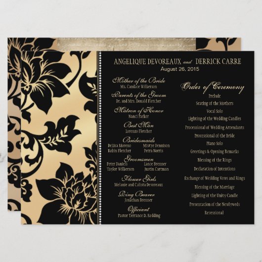 Fleur de Paris Tour Eiffel Programme de mariage |  (Devant / Derrière)