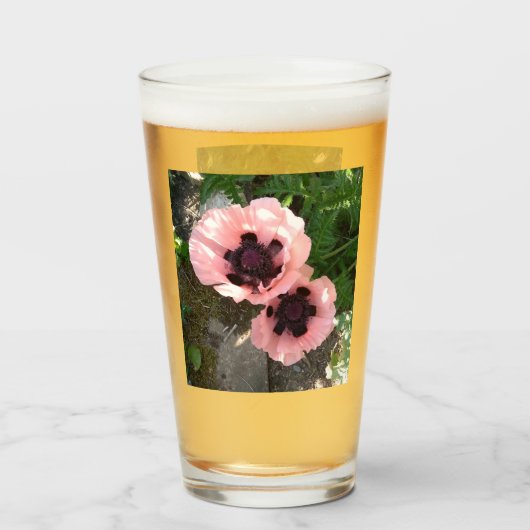 Fleur de pavot rose en verre (Devant (rempli))