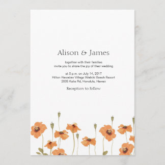 Fleur de pavot sauvage faire-part de mariage