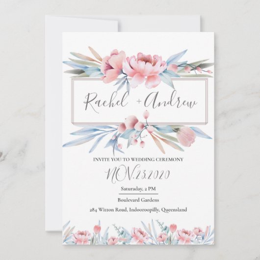 Fleur de pêche | Faire-part de mariage floral (Devant)