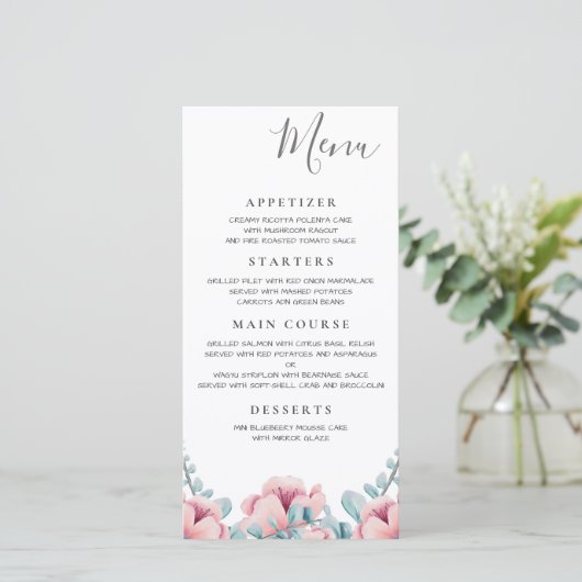 Fleur de pêche | Menu Mariage floral (Debout devant)