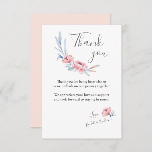 Fleur de pêche | Merci Mariage floral (Devant / Derrière)