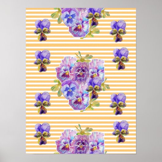 Fleur de Pensée Jaune affiche Shabby Chic (Devant)