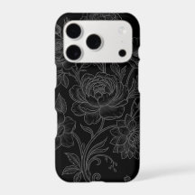 Fleur de Peonie gothique noire gravure vintage