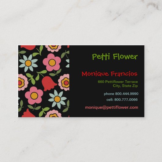 Fleur de Petti - noir - carte de visite (Devant)