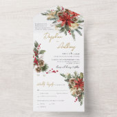 Fleur de pin de Noël tout en un mariage Invitation (À l'intérieur)