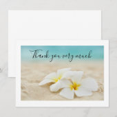 Fleur de Plumeria sur carte de remerciements de sa (Devant / Derrière)