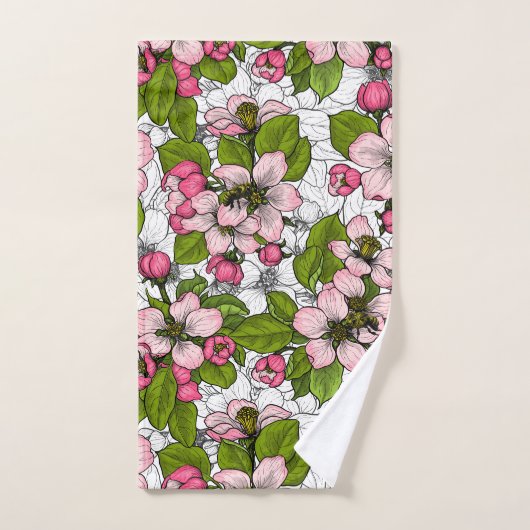 Fleur de pomme sur blanc (Serviette à main)