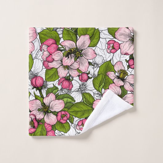 Fleur de pomme sur blanc (Gant de toilette)