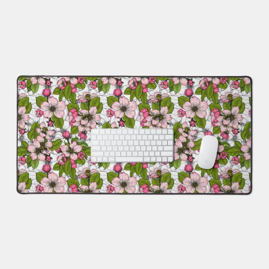 Fleur de pomme sur blanc (Clavier et souris)