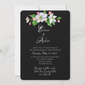 fleur de pomme sur invitation mariage noir (Devant)