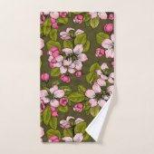 Fleur de pomme sur vert foncé (Serviette à main)