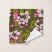 Fleur de pomme sur vert foncé (Gant de toilette)