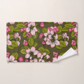 Fleur de pomme sur vert foncé (Serviette à main)