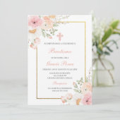 Fleur de printemps Baptême espagnol Invitation (Debout devant)