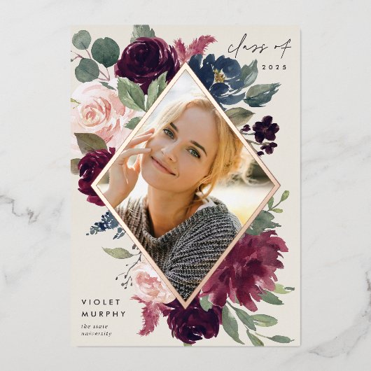 Fleur de prune | Faire-part d'obtention d'un diplô (Recto)