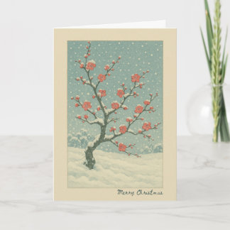 Fleur de prune japonaise - Carte de Noël