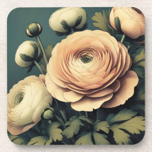 Fleur de Ranunculin Art Déco dessous de verre en p