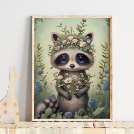 Fleur de raton laveur Forest Baby | Impression mur