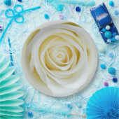 Fleur de rose blanche Assiette en papier (Fête)