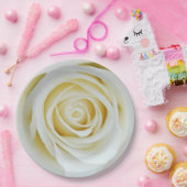 Fleur de rose blanche Assiette en papier (Fête)
