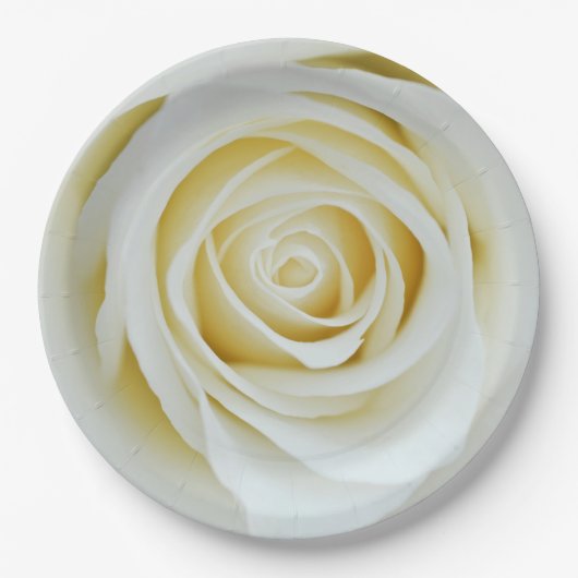 Fleur de rose blanche Assiette en papier (Devant)