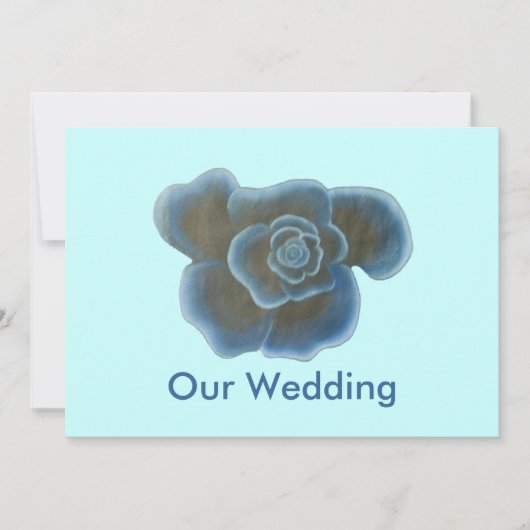 Fleur de rose bleue Invitations mariage (Devant)