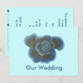 Fleur de rose bleue Invitations mariage (Devant / Derrière)