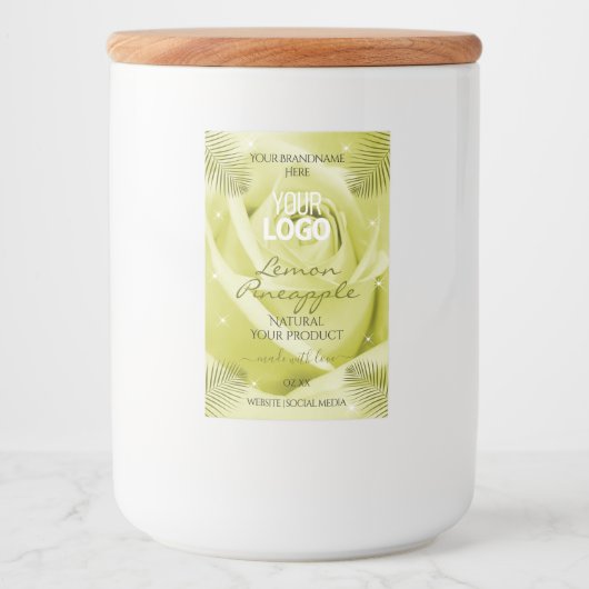 Fleur de rose jaune Étiquette Palm Feuille Logo (Devant)