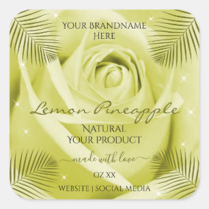 Fleur de rose jaune Étiquettes avec Feuilles de pa