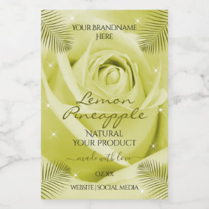Fleur de rose jaune Étiquettes avec Feuilles de pa