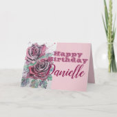 Fleur de rose rouge Bonne carte d'anniversaire des (Devant)