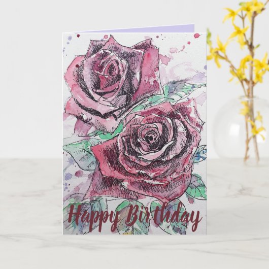 Fleur de rose rouge Floral Bonne carte d'art d'ann (Fleur jaune)