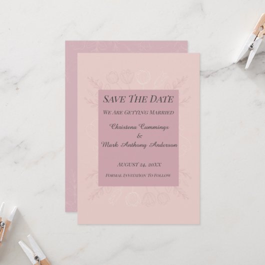 Fleur de Satin Faire-Part de Mariage Annonce de Da (Devant/Arrière en situation)