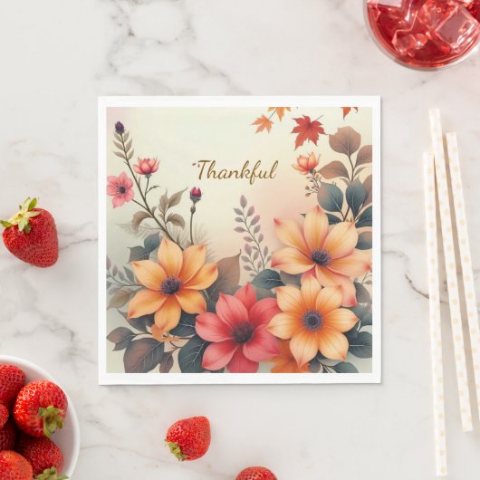 Fleur de serviettes en papier d'automne (En situation)