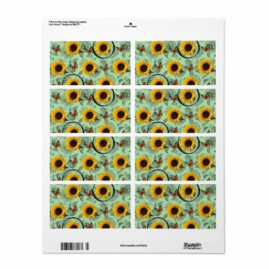 Fleur de soleil Étiquette (Feuille entière)