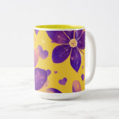 "Fleur de soleil : Mug à deux tons avec violet vif (Devant droit)