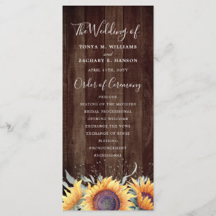 Fleur de soleil rustique   Programme de mariage