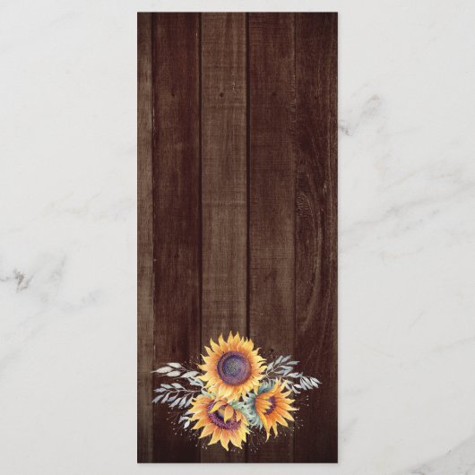 Fleur de soleil rustique | Programme de mariage (Dos)