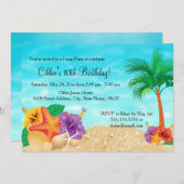 Fleur de Starfish Luau Invitation de fête d'annive (Devant / Derrière)