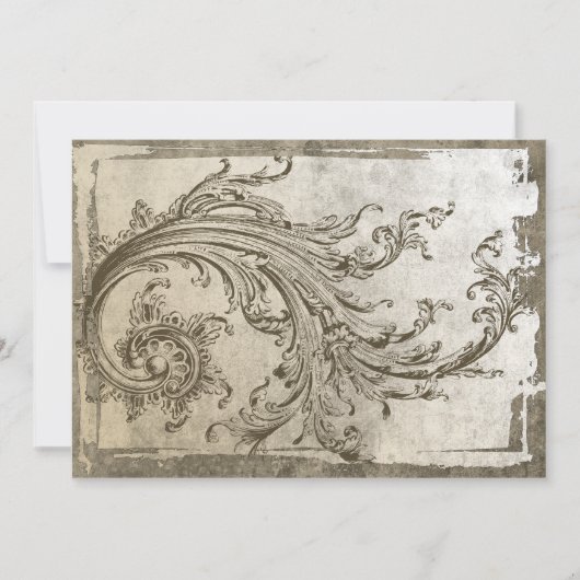 Fleur de style steampunk Invitation de mariage vin (Devant)