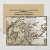 Fleur de style steampunk Invitation de mariage vin (Devant / Derrière)