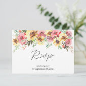Fleur de tournesol d'été avec carte RSVP de repas (Debout devant)