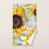Fleur de tournesol Jaune Floral Rustique Automne F (Serviette à main)