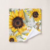 Fleur de tournesol Jaune Floral Rustique Automne F (Gant de toilette)