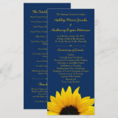 Fleur de tournesol jaune Programme de mariage bleu (Devant / Derrière)