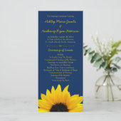 Fleur de tournesol jaune Programme de mariage bleu (Debout devant)