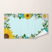 Fleur de tournesol rustique Faisée Turquoise (Serviette à main)