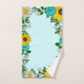 Fleur de tournesol rustique Faisée Turquoise (Serviette à main)
